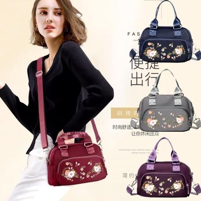 Tas Wanita Import Jinjing Dan Selempang Bobo Bb9102 9102 Bordir Bunga