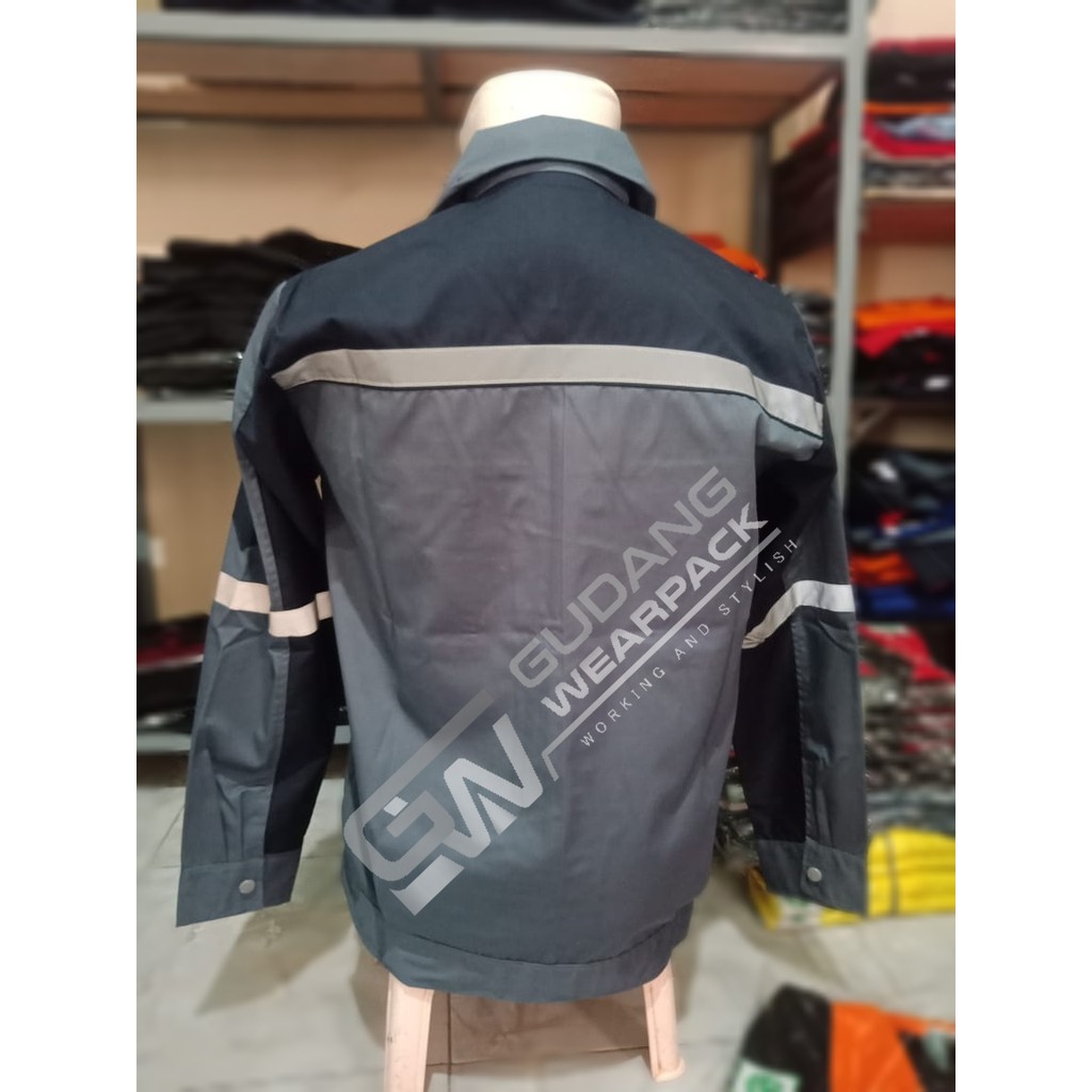 WEARPACK ATASAN Gudang Wearpack - Baju Kerja Seragam Proyek Warna Abu Hitam
