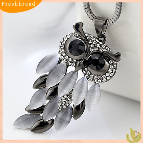 [TERLARIS]Women's Lovely Owl Pendant Rhinestone Long Sweater Box Chain Necklace Jewelry