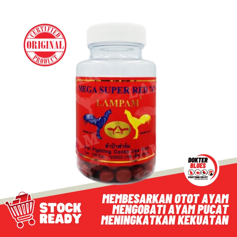 Lampam MEGA SUPER RED 747 (100 Pil) Vitamin Suplemen Multivitamin Obat Ayam Thailand