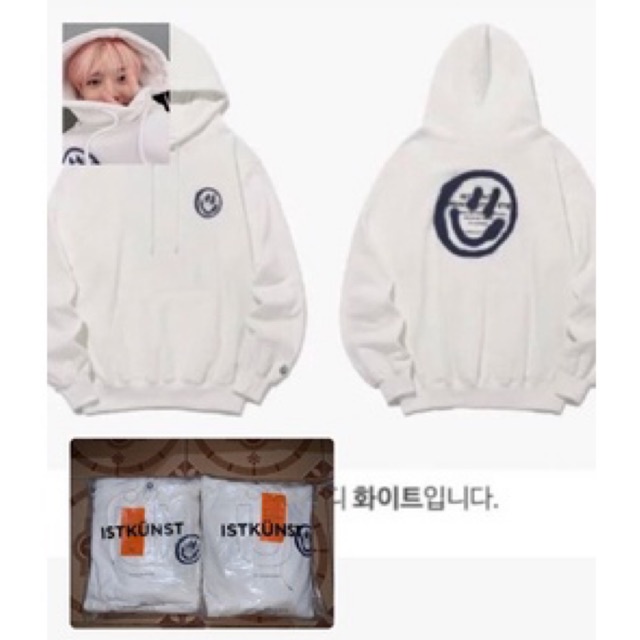 [PO] ISTKUNST LOGO SMILEY HOODIE WHITE JENO MARK NCT