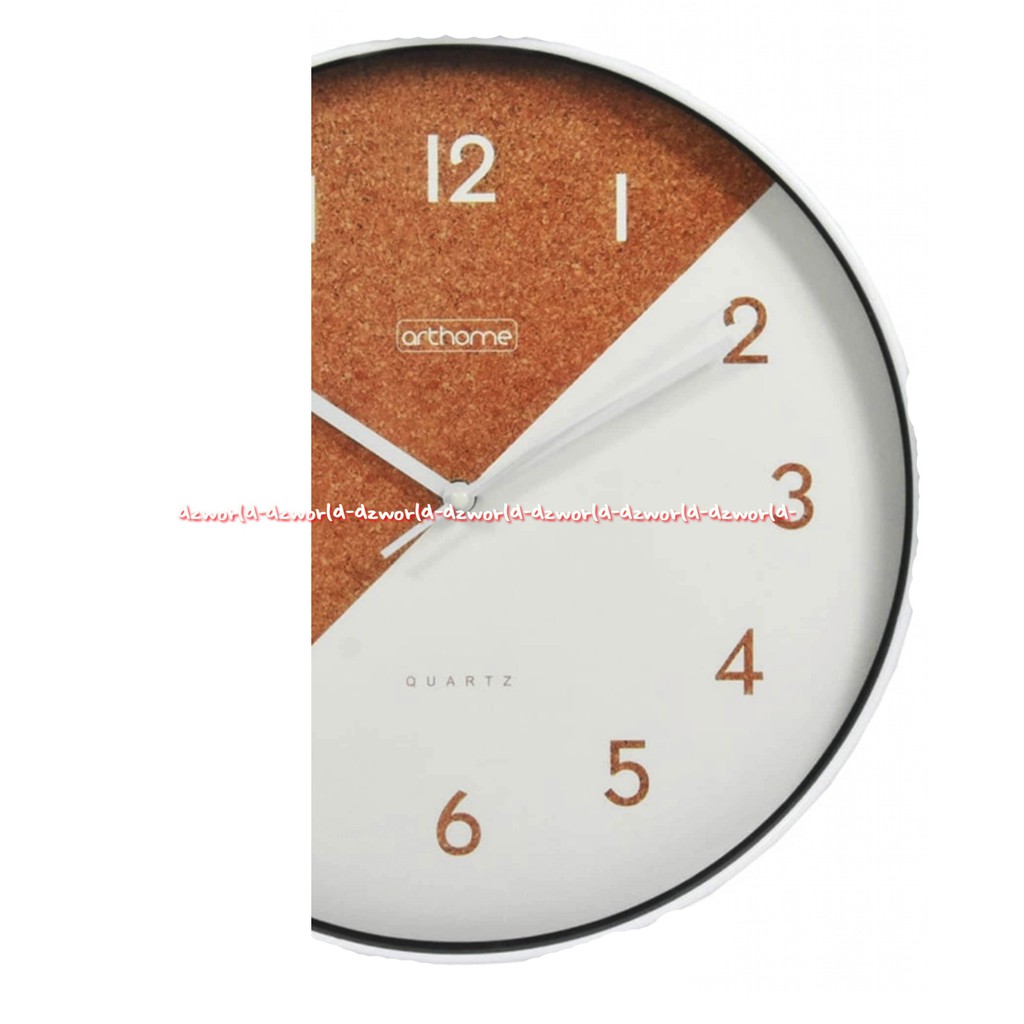 Arthome Wall Clock Wood 35cm Jam Dinding Bulat Coklat Putih Art home