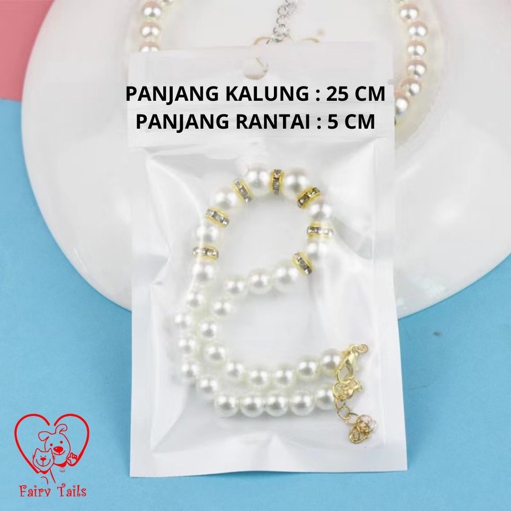 Kalung Rantai Perhiasan Liontin Diamond Mutiara Imitasi Untuk Kucing Anjing Kostum Cosplay Anabul Emas Perak Stylish Fashionable | Pet Gold Silver Necklace