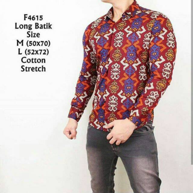 Kemeja Pria Batik Merah F4615 Premium