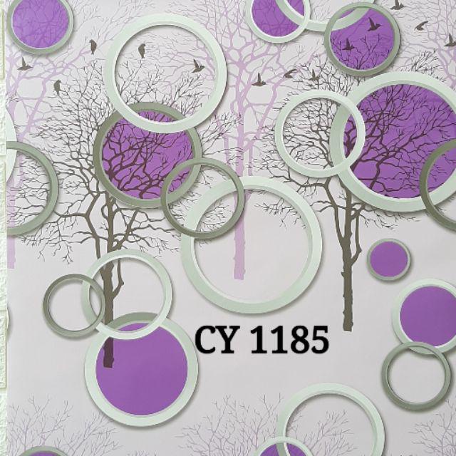 PROMO - TERMURAH PAKET Wallpaper 2ROLL Stiker Dinding Motif Dan Karakter Premium Quality MOTIF POLKADOT UNGU 3D GH197-1