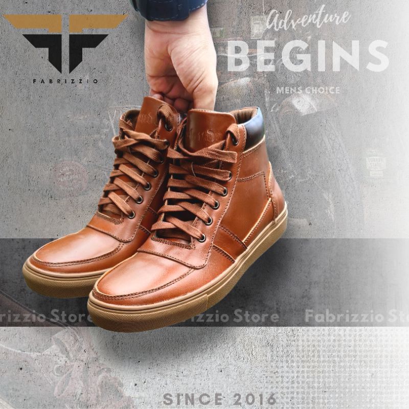 sepatu pria boot kulit asli casual