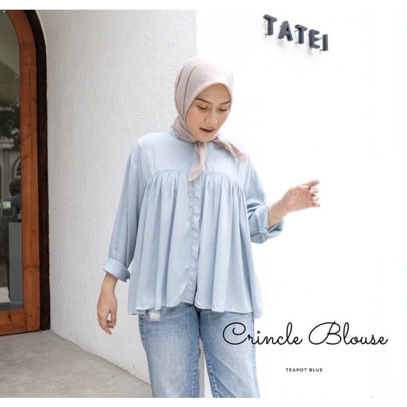 Flowwy Blouse Crincle Kemeja Wanita Kemeja Jumbo Polos