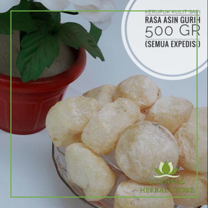 

Kerupuk Kulit Sapi Asli Matang Rasa Asin Gurih 500 gr / Krupuk Rambak Sapi / Krecek / Cungur /