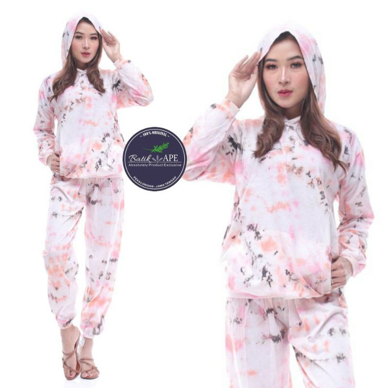 ONESET HOODIE TIE DYE SHIBORY JUMPUTAN MANUAL HANDMADE ORIGINAL KARETAN GALARAN CANDY SERIES MODERN