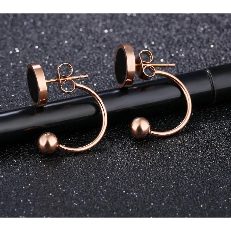 Anting Titanium Rose Gold Asli Wanita Fashion Anti Karat Murah AA008 trend masa kini sangat cakep