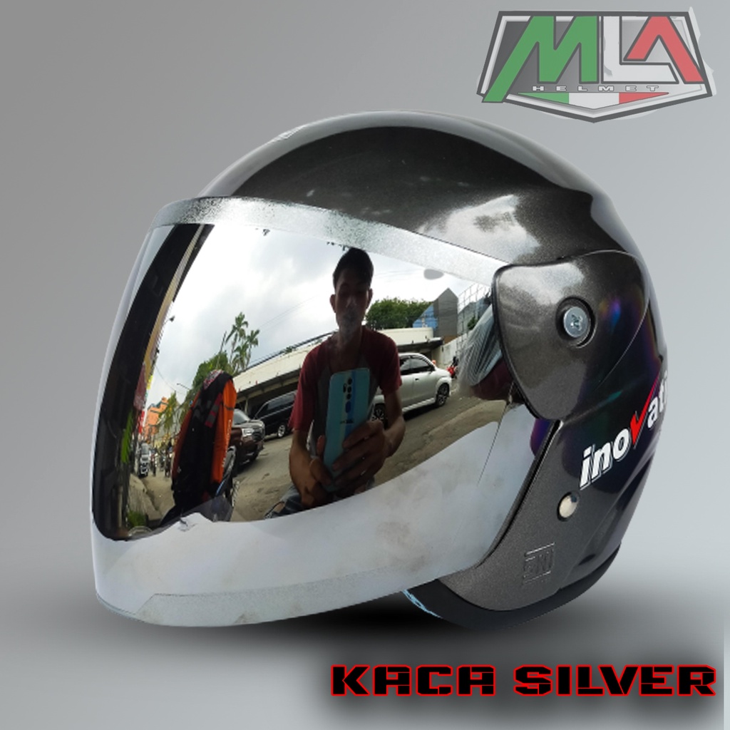 Helm Motor Dewasa Helm Half Face / Helm Pria / Helm Wanita Mirip Seperti Helm GM Evolution Kaca SIlver Kaca Pelangi Murah -bukan helm kyt kyoto