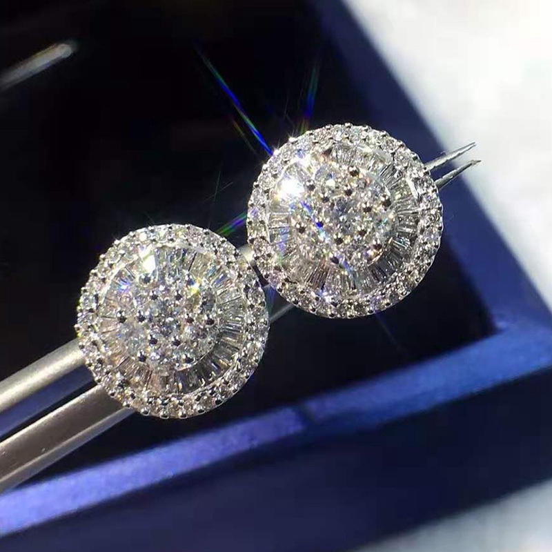 Fashion Luxury Women's Stud Earrings With Brilliant Crystal Cubic Zirconia Statement Accessories For Party Jewelry Gift