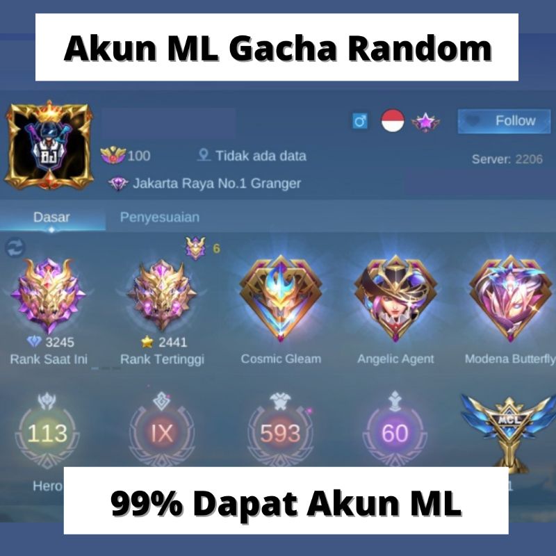 Jual JUAL AKUN ML GACHA MOBILE LEGENDS PALING MURAH AKUN ML TERMURAH