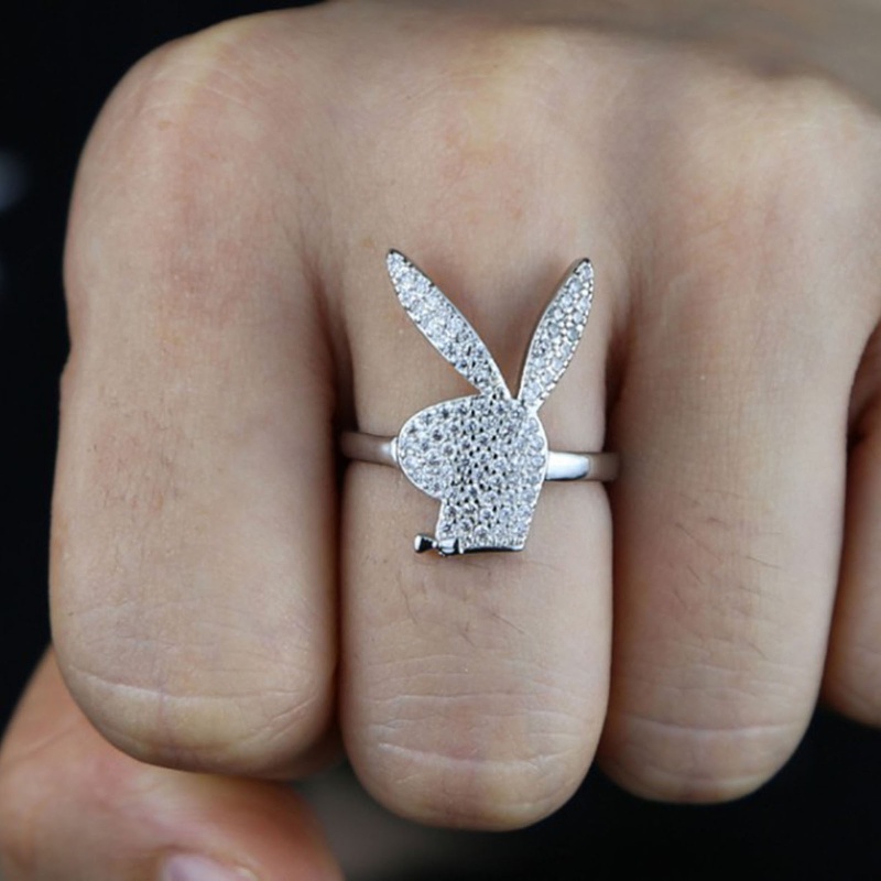 Cincin Model Terbuka Adjustable Desain Kelinci Warna Emas / Silver Untuk Hadiah Ulang Tahun