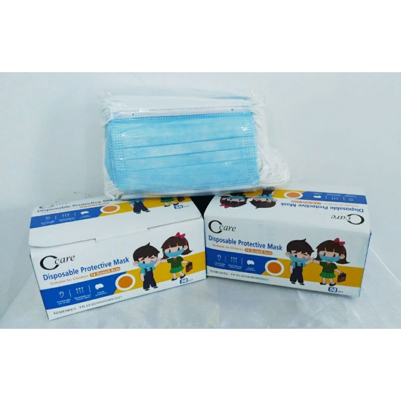 masker anak earloop  c care polos (medis)kemenkes isi 50pcs