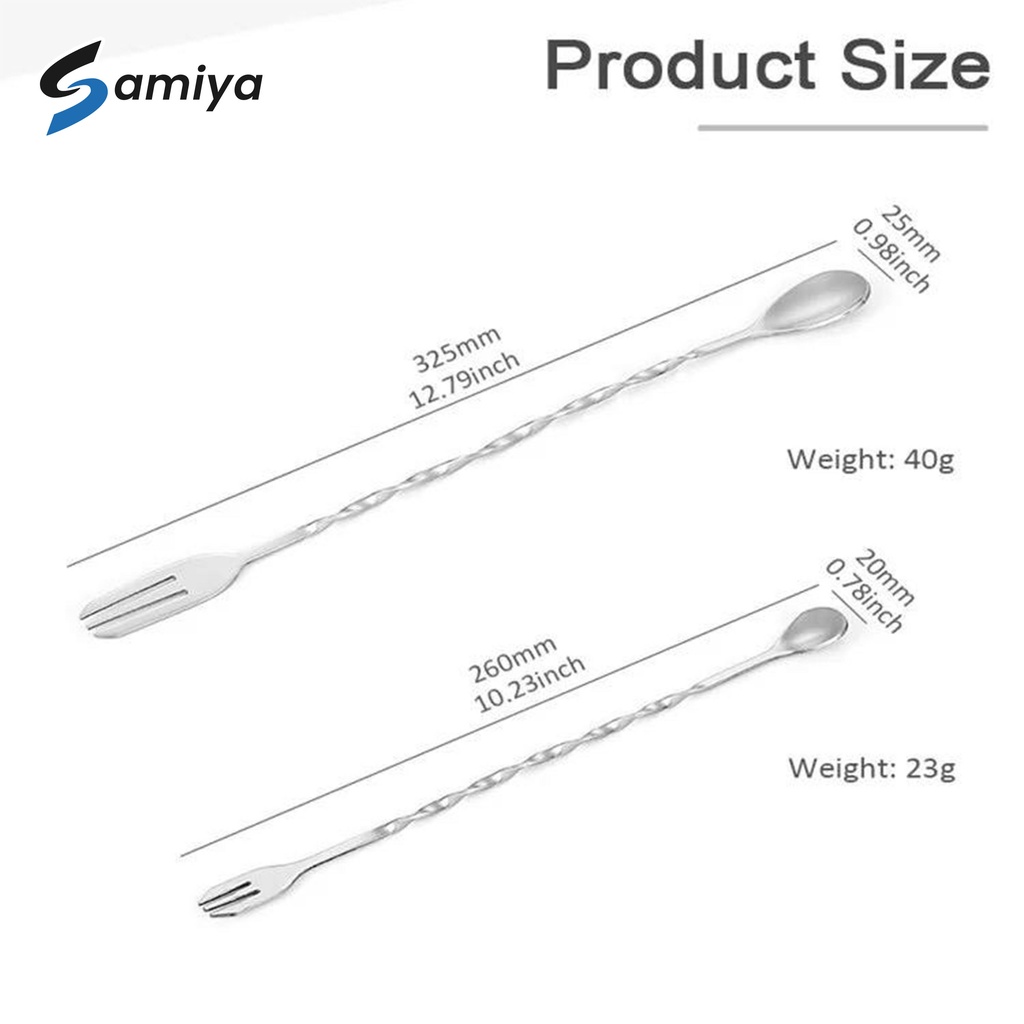 long bar spoon 32cm dan 26cm / long tea spoon  / sendok teh panjang cocktail mixing bar spoon fork