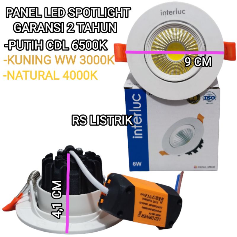 INTERLUC PANEL LED SPOT LIGHT COB 6W GARANSI 2 TAHUN