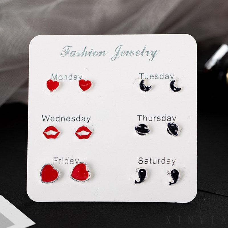 【COD】6Pcs / Set Anting Tusuk Simple Gaya Korea dengan Kristal + Mutiara untuk Wanita