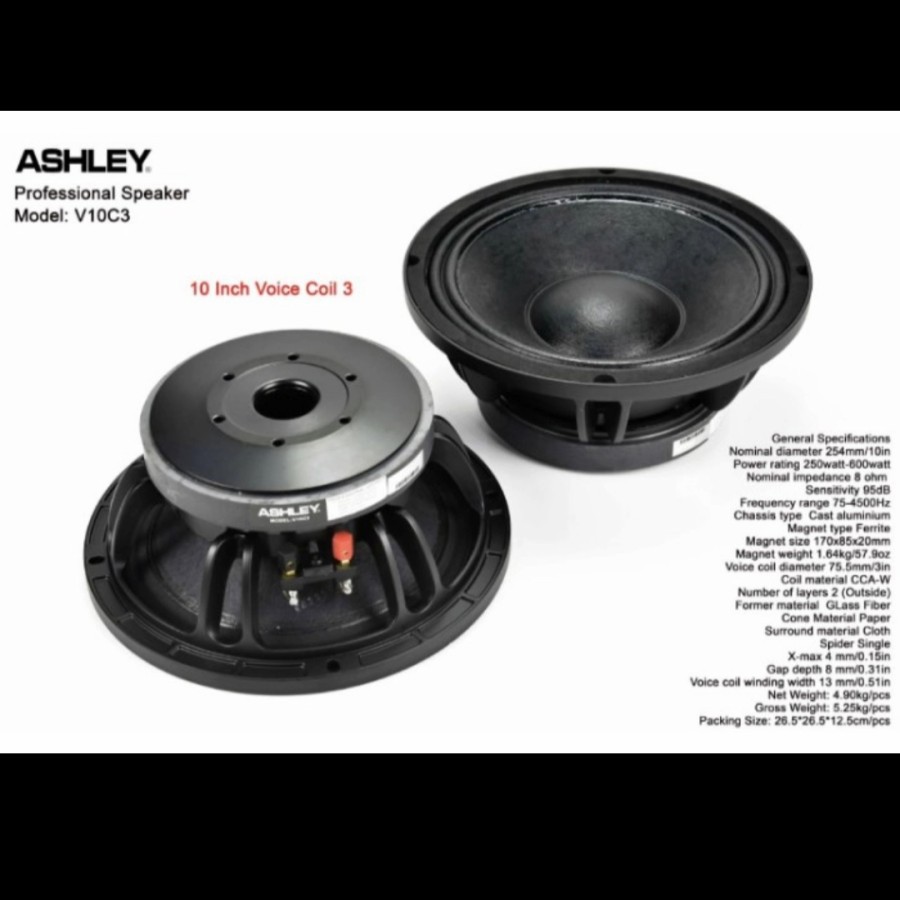 Speaker component ashley v10c3 10in