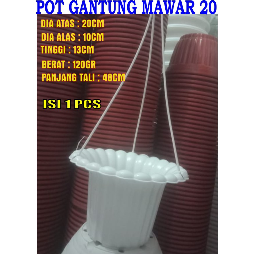 159. Pot gantung mawar putih pot gantung cantik pot bunga plastik pot bunga gantung murah