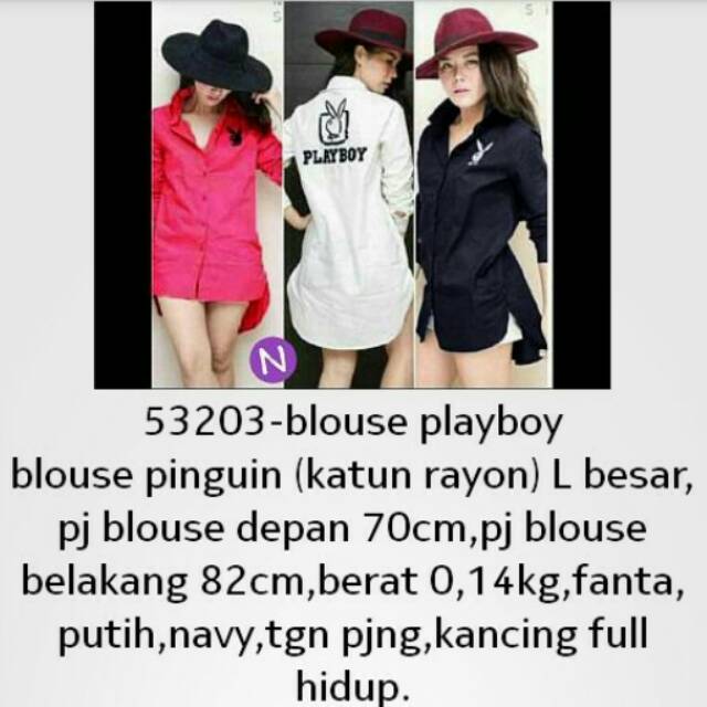 Ready dress kemeja playboy L besar ld108cm