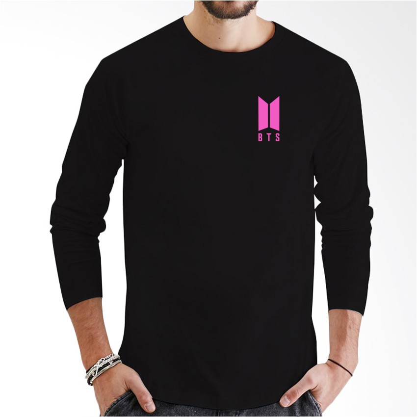 T-Shirt Pria / Baju Kaos / Lengan Panjang / Kaos Distro Logo Bts Little Pink LP Premium
