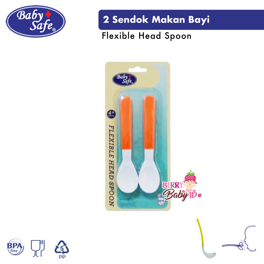 Baby Safe Flexy Head Spoon 2 Sendok Makan Bayi Fleksibel BS349 BBS058 Berry Mart