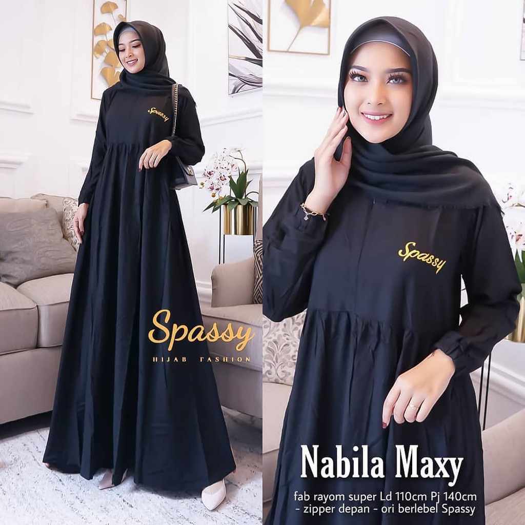 NABILA MAXI BL Bahan KATUN RAYON Gamis Wanita Terbaru 2020 Kekinian Gamis Terbaru Gamis Jumbo Murah