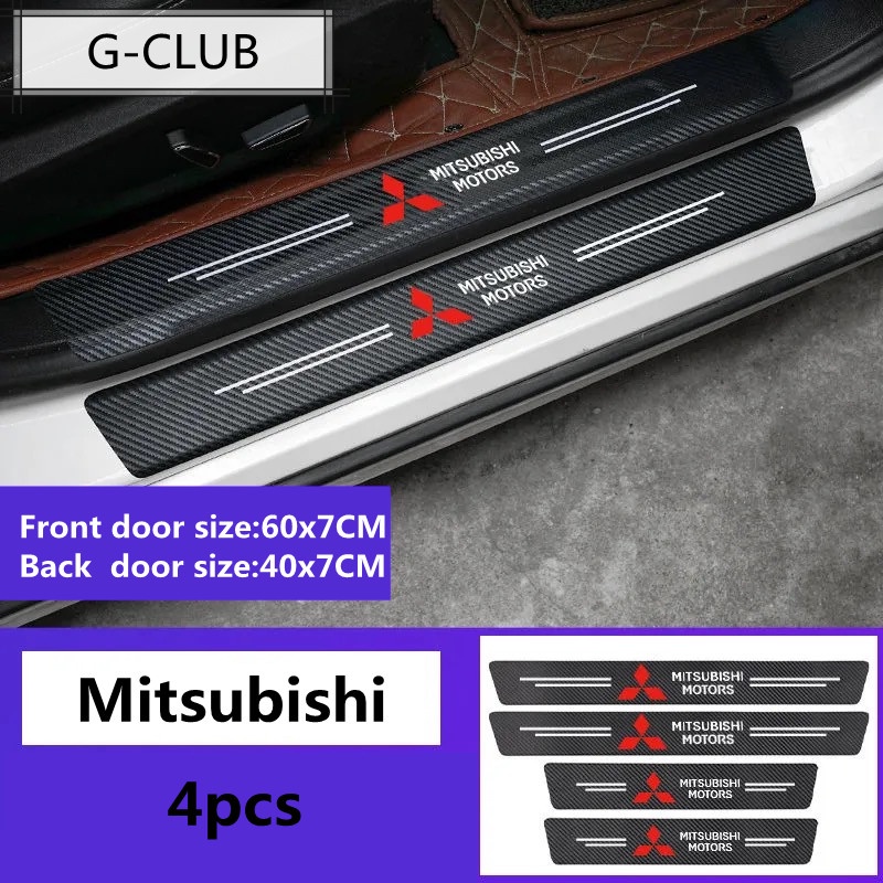 G-club Stiker Pelindung Pintu Mobil Bahan Carbon Fiber Untuk Mitsubishi