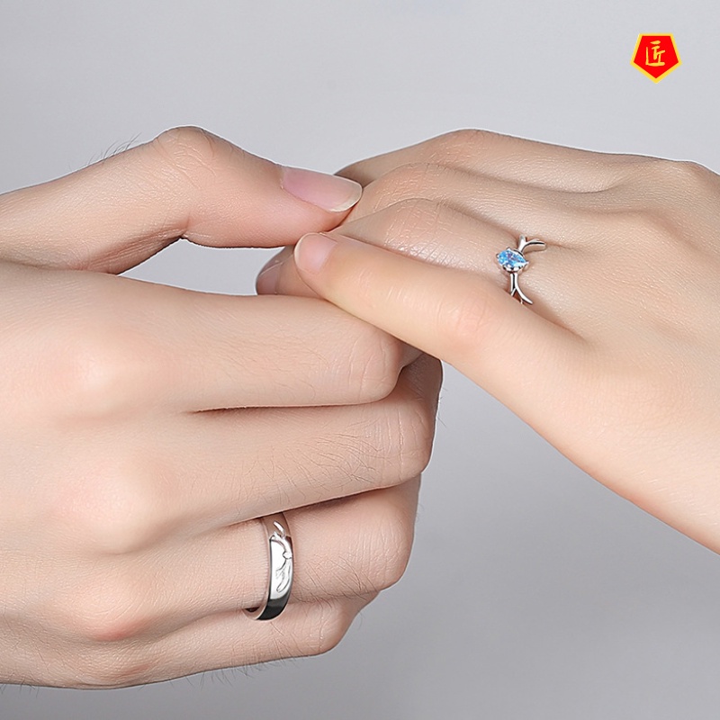 [Ready Stock]S925 Silver Couple Ring Stylish and Simple Personality