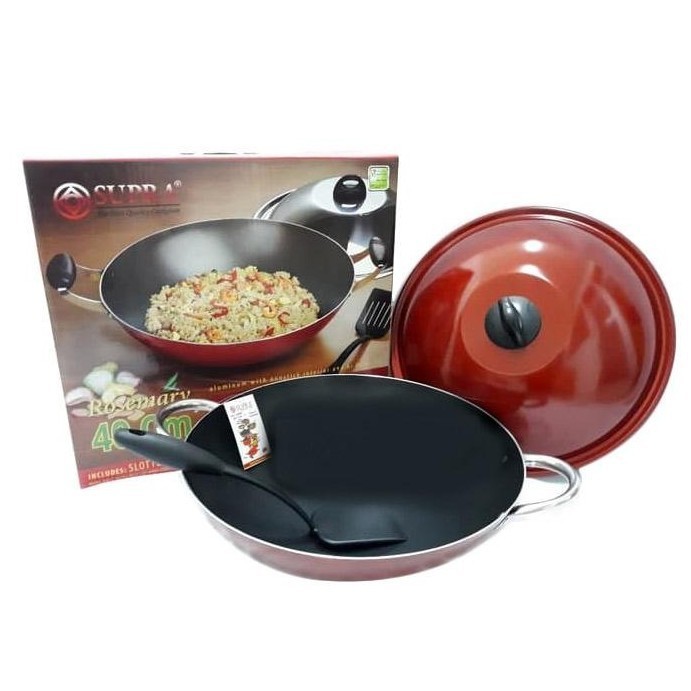 Penggorengan SUPRA Rosemary Wok 40cm+LID/Wajan Supra 40cm+Tutup+Spatula