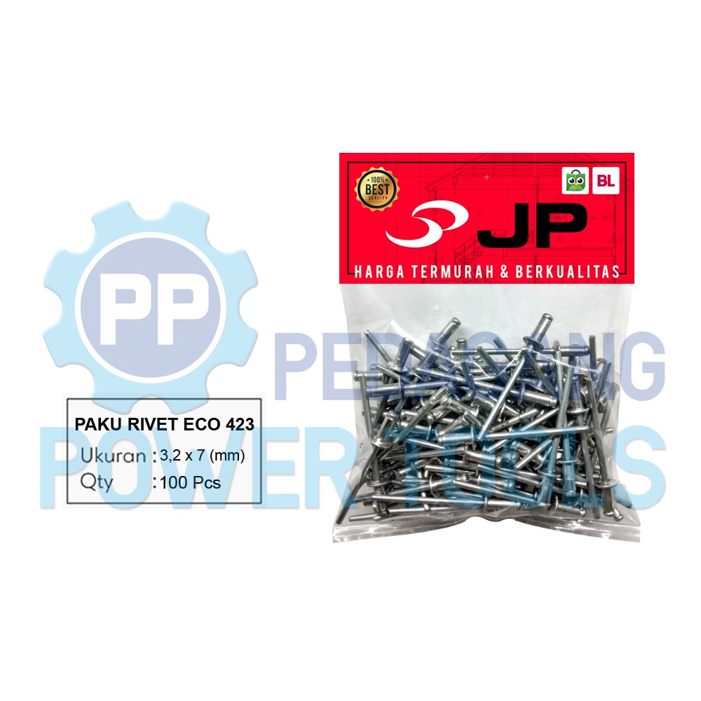 PAKU RIVET ECO 423 100 PCS 3.2 X 7 MM BLIND RIFET TEMBAK ALUMINIUM