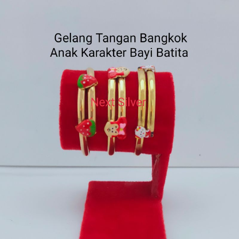 Gelang Tangan Bangkok Anak Karakter Bayi Batita - Perak/Silver 925 Lapis Emas