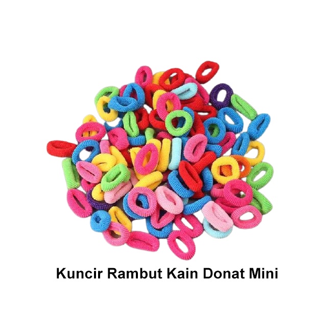 Kuncir Rambut Kain Donat Mini Warna Warni Isi 48 - Tali Ikat Rambut  /Ikat Rambut Anak Anak Karet Ku
