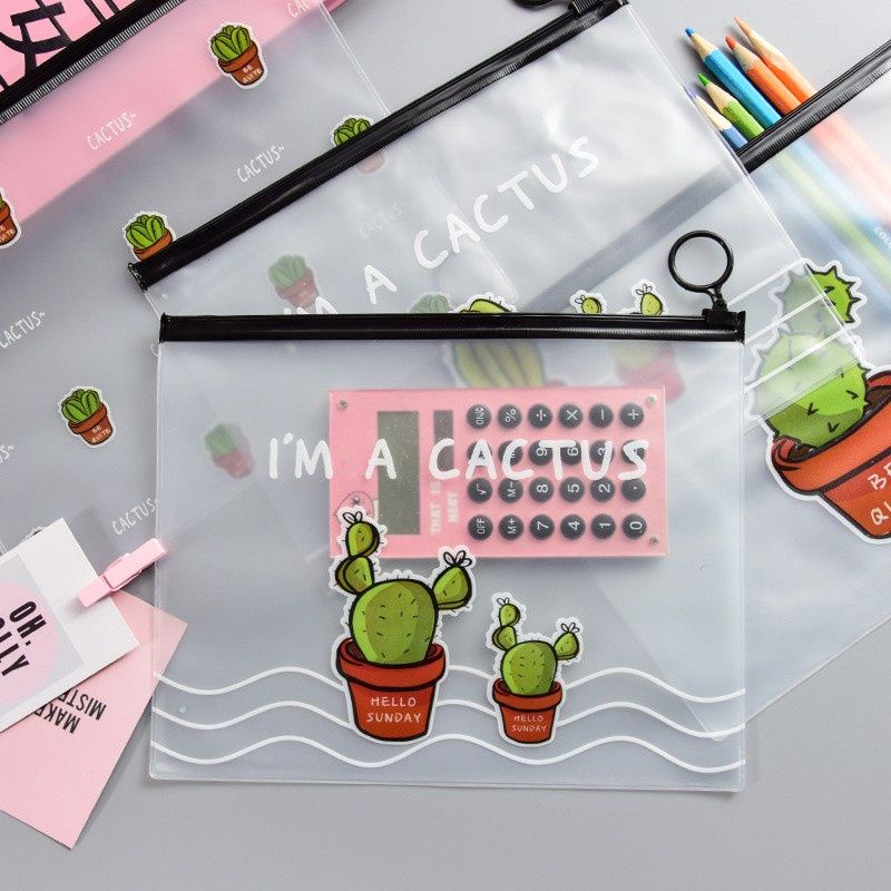 

Tempat Pensil Kaktus / Plastik Serbaguna Transparan Lucu Murah / Pencil Case / Zipper Bag