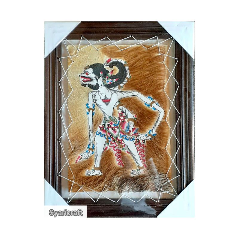 LUKISAN WAYANG ANOMAN KULIT KAMBING 45X35