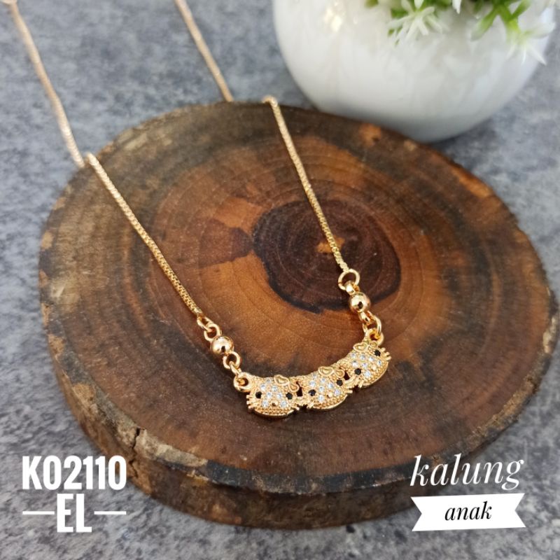 Kalung Anak Rhodium Hello Kitty Zircon K02110