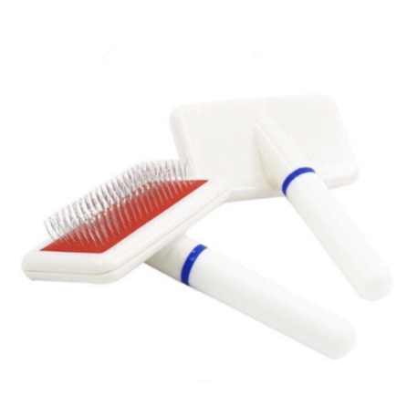 SISIR GAGANG BULU KUCING ANJING MUSANG KELINCI PET GROOMING BRUSH COMB STAINLESS ( MERAH PUTIH )