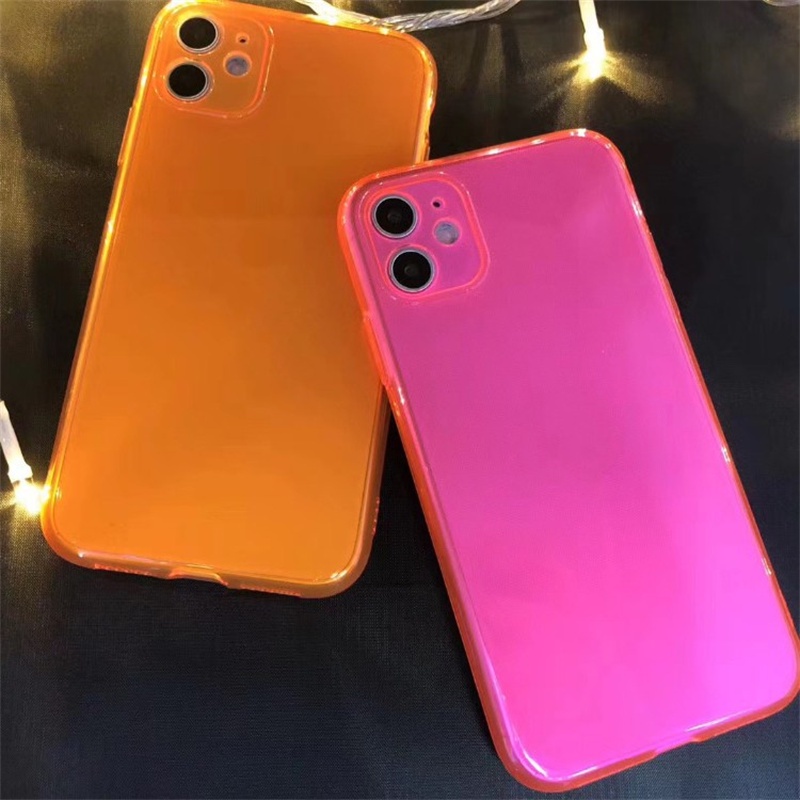 Soft Case Transparan Fluorescent Cover iPhone 13 12 11 Pro X XS Max XR