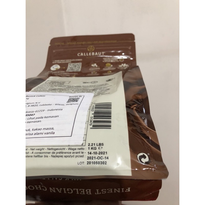 1 KG Callebaut Milk 823 / 33,6% Chocolate Couverture Kemasan Asli 1 KG