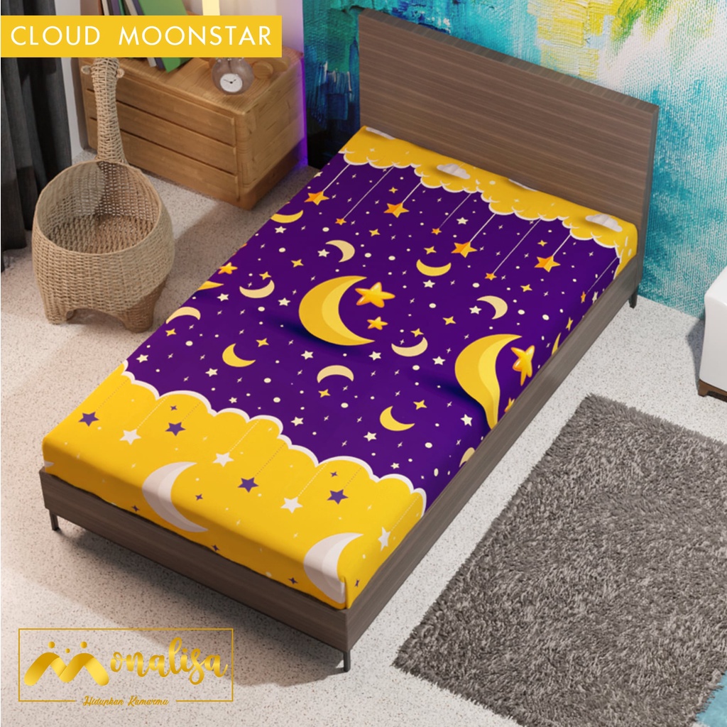 SPREI WATERPROOF MONALISA SINGLE 120X200 / PABRIKAN-cloud moonstar biru