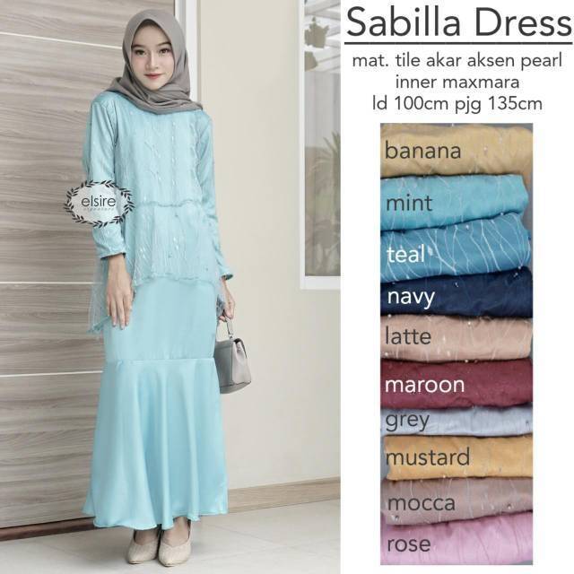 RHS ~ sabilla dress baju gamis pesta lebaran bahan tile maxmara ori solo by elsire