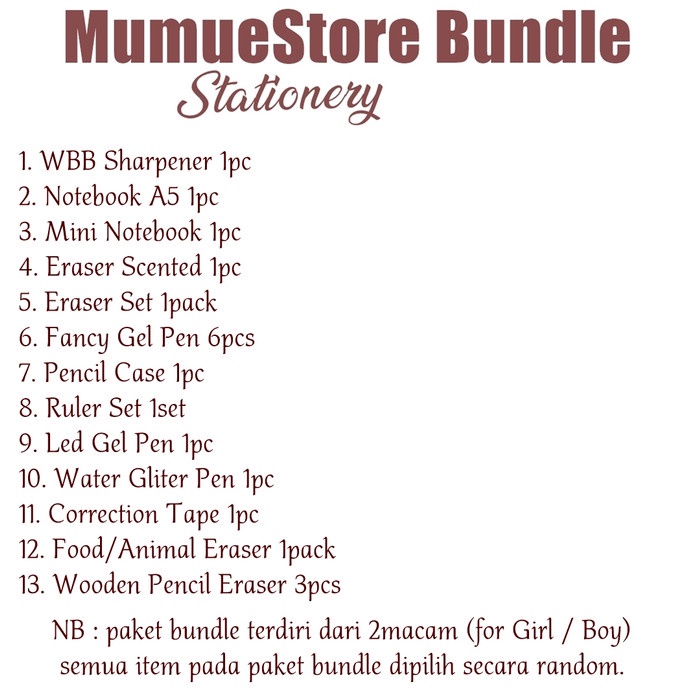 

Bagus Paket Bundle Mumue Store Stationery Murah