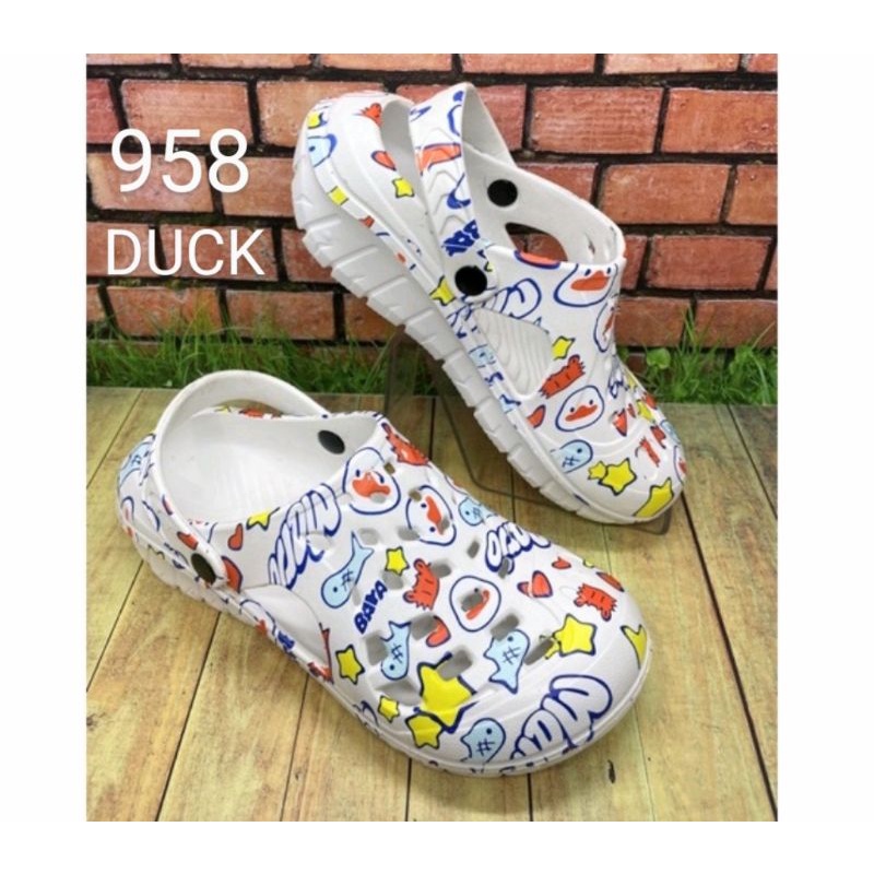 Sandal Baim Motif Printing Kartun 36-40 Sandal Crocs Anti Slip Sandal Kodok Sablon Lucu 958