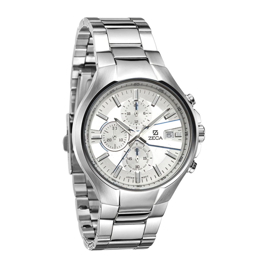 Zeca  Jam Tangan Pria Stainless Steel Analog Original Bergaransi Anti Air 223M silver