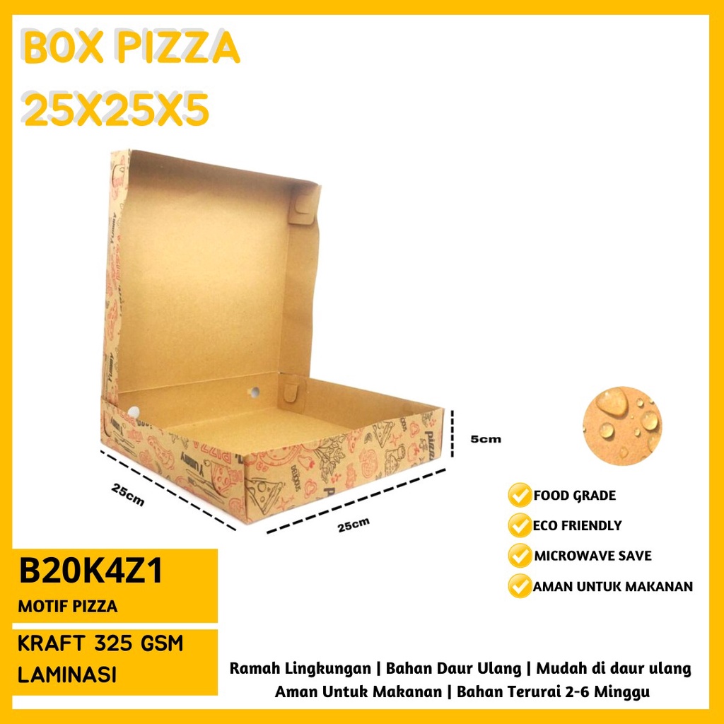 Dus Pizza 25x25x5 Bahan 325 Gsm (B20K4Z1-Laminasi)