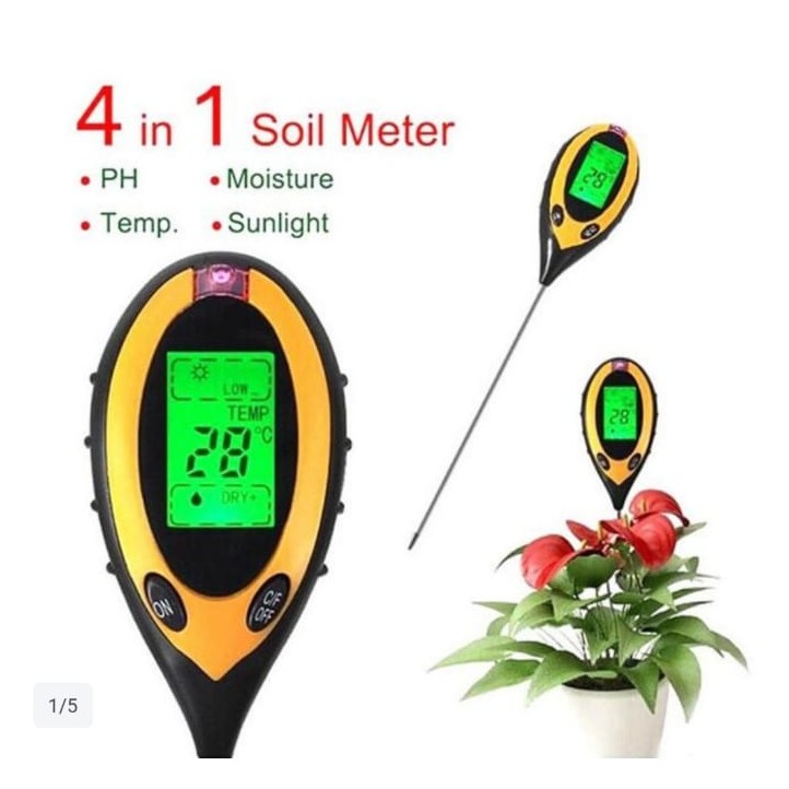 DIGITAL SOIL ANALYZER TESTER METER ALAT UKUR PH TANAH 4 IN 1 BONUS BATERAI