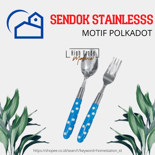 Sendok Garpu Alat Makan Set Polkadot / Sendok garpu makan motif warna polkadot