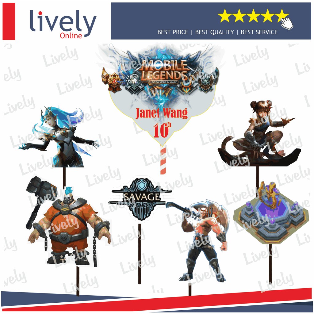 CUSTOM NAMA CAKE TOPPER KARAKTER MOBILE LEGENDS 04 HIASAN KUE HBD HAPPY BIRTHDAY