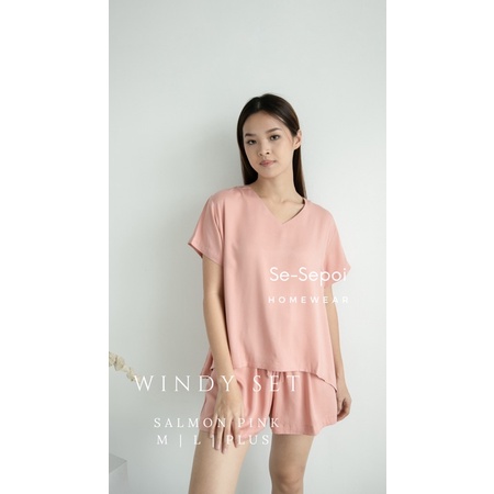 Baju Rumah Adem Sesepoi Windy Pairs (V neck) / Set Celana Pendek / Set Piyama